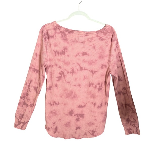 GAP Washed Rose Tie-Dye Thermal Top | Size Large | Ribbed Long Sleeve - Picture 5 of 11